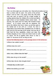 English Worksheet: My Mother