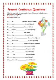 English Worksheet: Present Continuous Questions