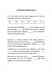 English Worksheet: Dependent prepositions - practice exercises