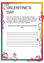 English Worksheet: Valentines Day