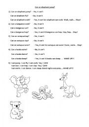 English Worksheet: Can an elephant jump?