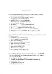 English Worksheet: Present continuous