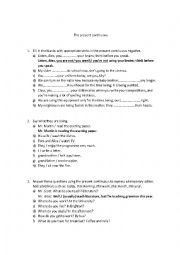 English Worksheet: Present continuous