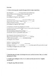 English Worksheet: Teaching Preposition Using Song