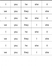 English Worksheet: Verb be cards game