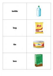 English Worksheet: Flash-cards: Food Containers