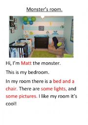 English Worksheet: Monsters room
