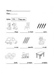 English Worksheet: It is or They are
