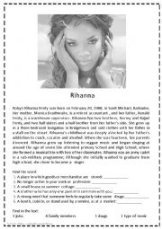 English Worksheet: Rihanna 