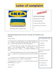 English Worksheet: Letter of complaint - IKEA sofas