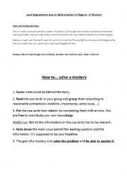 English Worksheet: Mystery: Land degradation due to deforestation