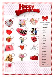 English Worksheet: Valentines Day: Vocabulary and Writing Skill