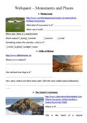 English Worksheet: Webquest - Places of Ireland