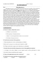 English Worksheet: education process