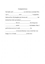 English Worksheet: Cleaning the House Cloze Activity