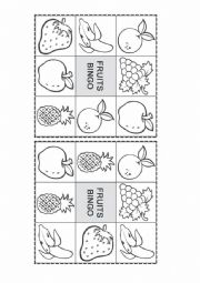 English Worksheet: Fruits Bingo