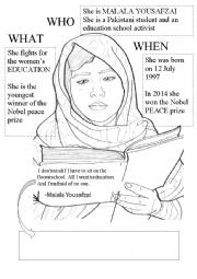 English Worksheet: Malala Yousafzai