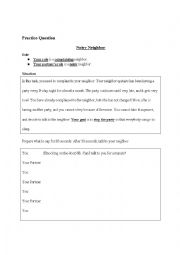 English Worksheet: Advanced role play prompt (noisy neighbors)