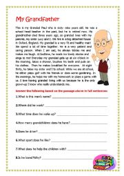 English Worksheet: My Grandfather