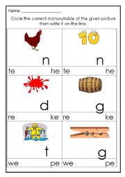 English Worksheet: Monosyllable with e sound