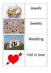 English Worksheet: Valentine vocabulary cards part 3