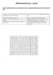 English Worksheet: Car interior definitions