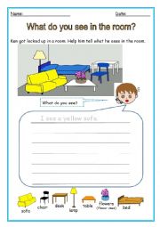 English Worksheet: Furniture and colors