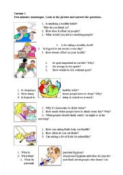 English Worksheet: Healthy Habit speaking cards