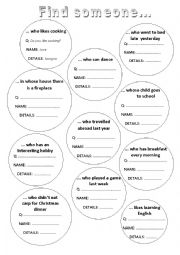 English Worksheet: Find someone who 