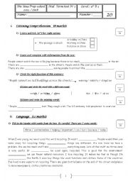 English Worksheet: partial test N2 for 9th formers