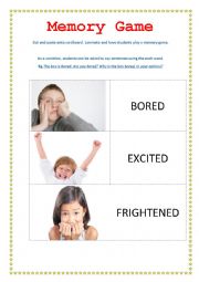 English Worksheet: Memory Game Feelings