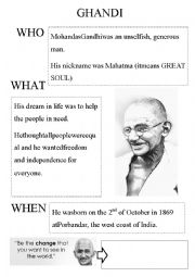 English Worksheet: ghandi