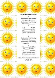 English Worksheet: Daily routines song 