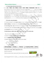 English Worksheet: REVISION WORKSHEET  2 module 3 grade 7 Tunisian programme