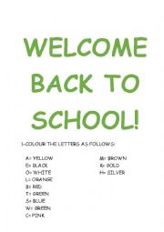 English Worksheet: WELCOME BACK!