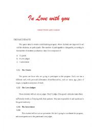English Worksheet: In love with you- SPEAKING GAME