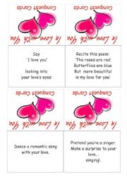 English Worksheet: In love with you- SPEAKING GAME- CARDS I