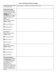 English Worksheet: Text Response Planner