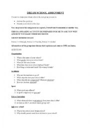 English Worksheet: Dream School Assignment