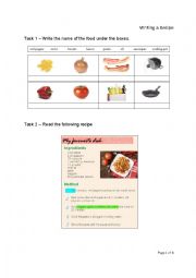 English Worksheet: Write a Recipe