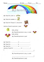 English Worksheet: My favorite color