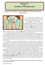 English Worksheet: Test - Teenagers spending habits