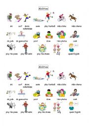 English Worksheet: Vocabulary: abilities (sports and hobbies)