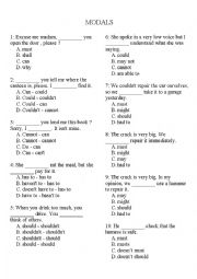 English Worksheet: Modals Quiz