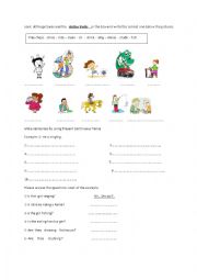 English Worksheet: Action Verbs in Present Continuos Tense