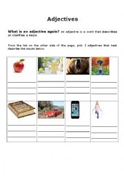 English Worksheet: Adjective Association