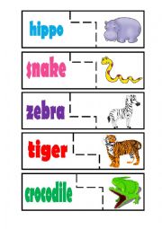 English Worksheet: Animals Game Puzzle 