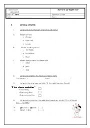 English Worksheet: 7th form English Test
