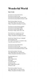 English Worksheet: Wonderful World  Sam Cooke - song