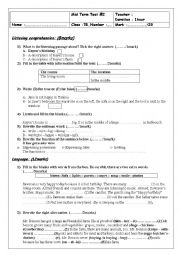 English Worksheet: 7th form mid term test